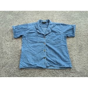 Vintage Bushwacker USA Button‎ Up Shirt Womens Small Denim Chambray